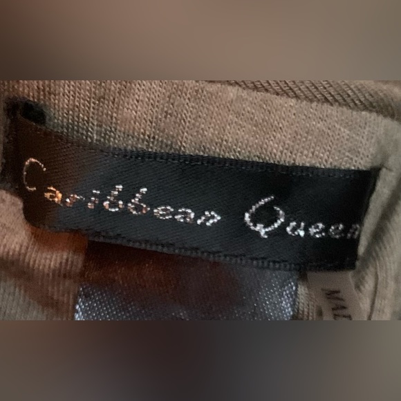 Carribbean Queen Long skirt with slit in front, Army Green - Picture 2 of 4